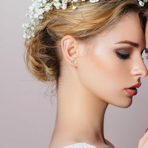 أقراط هاجي صغيرة مسطحة من الفضة الإسترليني مطلية بالذهب عيار 18 قيراط للنساء، أقراط منقطة بسيطة هدية مجوهرات لا تسبب الحساسية in Kuwait