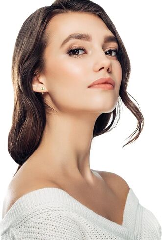 أقراط هاجي صغيرة مسطحة من الفضة الإسترليني مطلية بالذهب عيار 18 قيراط للنساء، أقراط منقطة بسيطة هدية مجوهرات لا تسبب الحساسية in Kuwait