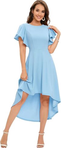 فستان حفلات الكوكتيل النسائي من Gardenwed بأكمام مكشكشة هاي لو ومقاس شبه رسمي وحفلات التخرج وحفلات الزفاف في الخريف in Kuwait