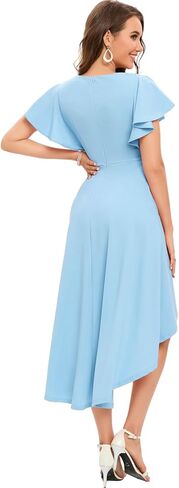 فستان حفلات الكوكتيل النسائي من Gardenwed بأكمام مكشكشة هاي لو ومقاس شبه رسمي وحفلات التخرج وحفلات الزفاف في الخريف in Kuwait