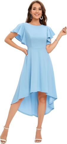 فستان حفلات الكوكتيل النسائي من Gardenwed بأكمام مكشكشة هاي لو ومقاس شبه رسمي وحفلات التخرج وحفلات الزفاف في الخريف in Kuwait