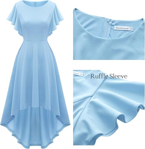 فستان حفلات الكوكتيل النسائي من Gardenwed بأكمام مكشكشة هاي لو ومقاس شبه رسمي وحفلات التخرج وحفلات الزفاف في الخريف in Kuwait