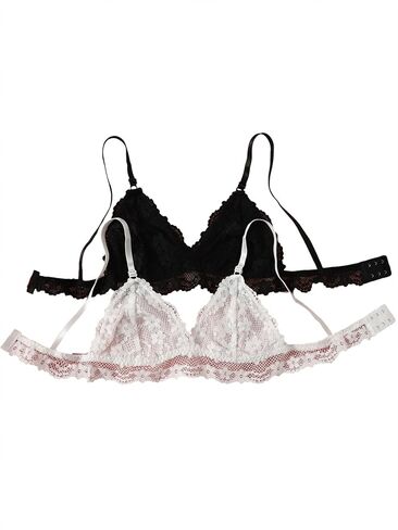 GORGLITTER Women's 2 Piece Floral Lace Bralette Scallop Trim Soft Wireless Bras in Saudi Arabia