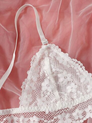 GORGLITTER Women's 2 Piece Floral Lace Bralette Scallop Trim Soft Wireless Bras in Saudi Arabia