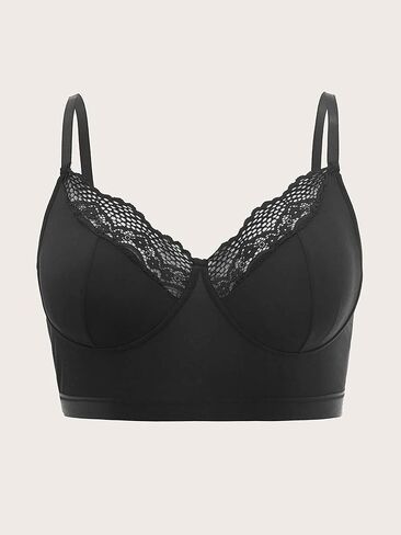 SOLY HUX Bras for Women Plus Size Contrast Lace Wireless Bra Bralettes Everyday Bralette in Kuwait