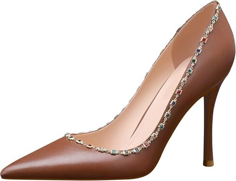 حذاء MSONLYDN بكعب عالٍ كاجوال للنساء بكعب عالٍ من الجلد أنيق سهل الارتداء للنساء فستان زفاف 3.74 بوصة in Kuwait