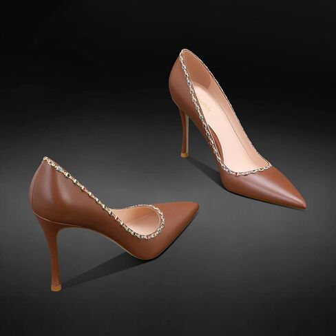 حذاء MSONLYDN بكعب عالٍ كاجوال للنساء بكعب عالٍ من الجلد أنيق سهل الارتداء للنساء فستان زفاف 3.74 بوصة in Kuwait