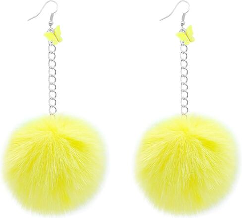 6 أزواج من أقراط بوم بوم للنساء من الفرو الصناعي أقراط منفوشة ملونة أقراط بوم للفتيات المراهقات in Kuwait