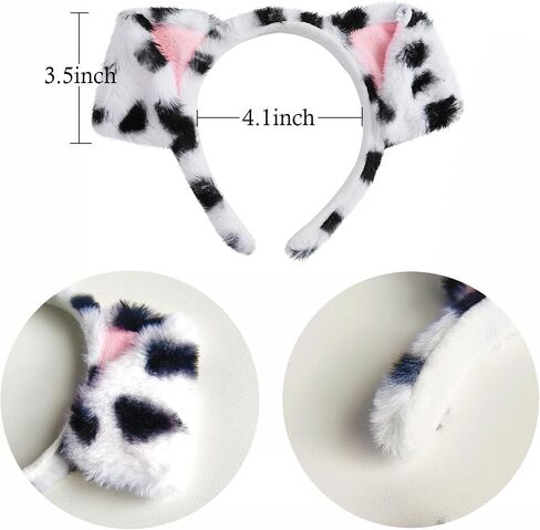 3Pcs Dalmatian Dog Ears Headband Red Choker Gold Pendant Collar Black Felt Sticker Animal Costume Accessories Halloween Party in Saudi Arabia