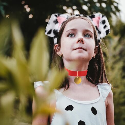 3Pcs Dalmatian Dog Ears Headband Red Choker Gold Pendant Collar Black Felt Sticker Animal Costume Accessories Halloween Party in Saudi Arabia