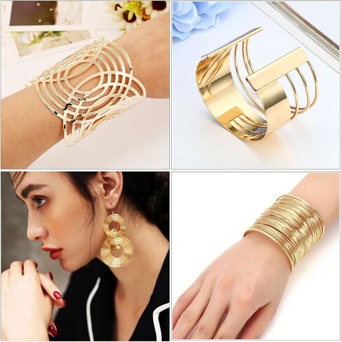 Jewdreamer 7 قطع ديسكو إكسسوارات مجموعة مجوهرات للنساء بدون إطار قطع الماس النظارات الشمسية الكفة الذهبية الإسورة الطبقات المختنق قلادة ديسكو الأقراط in Kuwait