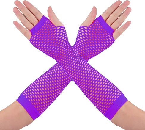 Blulu 6 Pcs 80s Accessories for Women Fancy Costume Dress Neon Lace Headband Earrings Fishnet Gloves Necklace Bracelet Leg Warmers Retro Party in Saudi Arabia