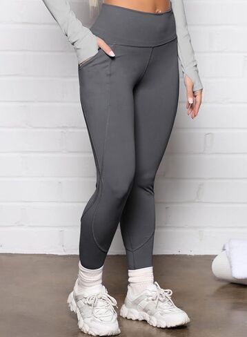 Herseas Womens 2 Piece Workout Sets Color Block Fitness Gray Gym Set Long Sleeve with Thumb Holes Jacket Tights Leggings Medium in Saudi Arabia