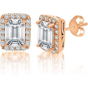 MIA SARINE Sterling Silver Cubic Zirconia Halo Stud Earrings for Women