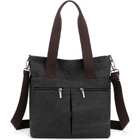 Women's Canvas Tote Purses Multi-pocket Work Handbags Large Shoulder Crossbody Bag