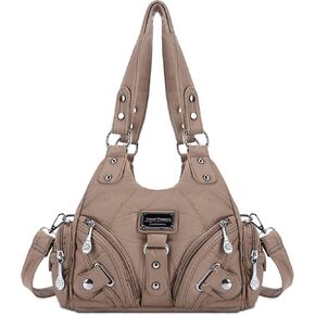 Angel Kiss Purses for Women Small Hobo Shoulder Bags Vagen Leather Multi-Pocket Tote Bag with Zipper