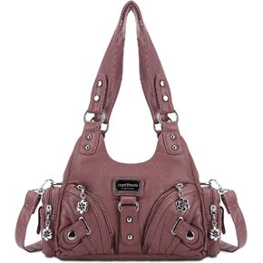 Angel Kiss Purses for Women Small Hobo Shoulder Bags Vagen Leather Multi-Pocket Tote Bag with Zipper