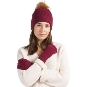 Fishers Finery Women's 100% Cashmere Pom Hat and Glove Set; with Gift Box in Saudi Arabia