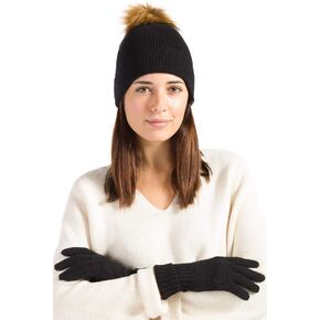 Fishers Finery Women's 100% Cashmere Pom Hat and Glove Set; with Gift Box