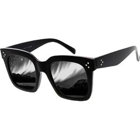 zeroUV Polarized Women Sunglasses, Square UV400 Protection Sun Glasses, Boho Large Vintage Lens, Trendy Bold Retro Classic