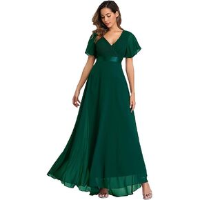 Beauty-Emily 2021 Chiffon V Neck Formal Party Dress Long Evening Dresses