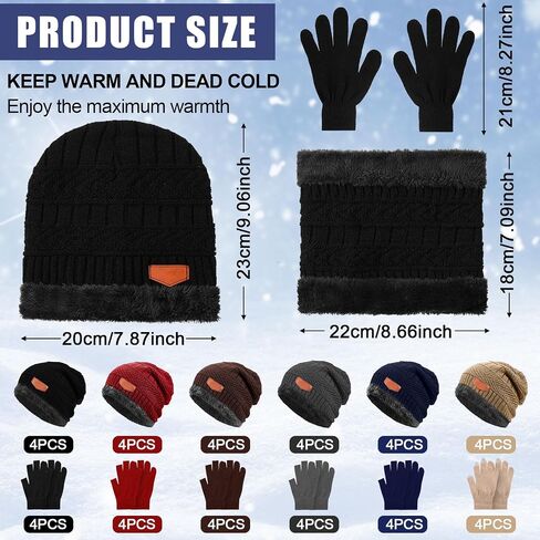 Liitrsh 72 Pcs Winter Beanie Hat Scarf Touchscreen Gloves Set Includes 24 Warm Winter Hat 24 Knit Neck Warmer 24 Touch Screen Mittens with Fleece Lined for Men Women, 6 Colors in Saudi Arabia