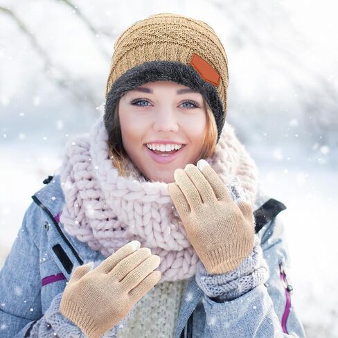 Liitrsh 72 Pcs Winter Beanie Hat Scarf Touchscreen Gloves Set Includes 24 Warm Winter Hat 24 Knit Neck Warmer 24 Touch Screen Mittens with Fleece Lined for Men Women, 6 Colors in Saudi Arabia