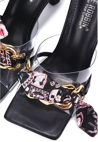 Cape Robbin Concur Sexy Stiletto High Heels for Women, Transparent Square Open Toe Shoes Heels with Bow in Kuwait