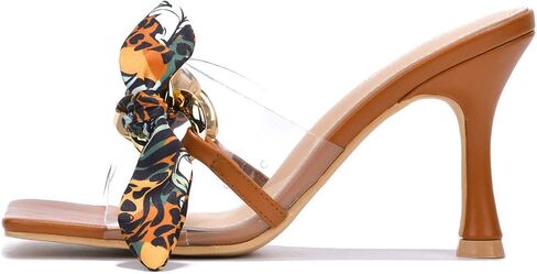 Cape Robbin Concur Sexy Stiletto High Heels for Women, Transparent Square Open Toe Shoes Heels with Bow in Kuwait