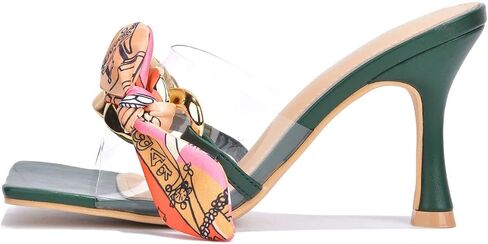 Cape Robbin Concur Sexy Stiletto High Heels for Women, Transparent Square Open Toe Shoes Heels with Bow in Kuwait