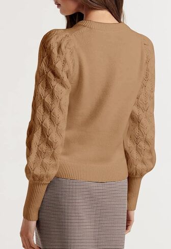 كنزة نسائية بأكمام طويلة من MURMUREY بلوفر منسوج برقبة دائرية سترة غير رسمية لشتاء 2023 من الكروشيه وبلوزة وقميص in Kuwait