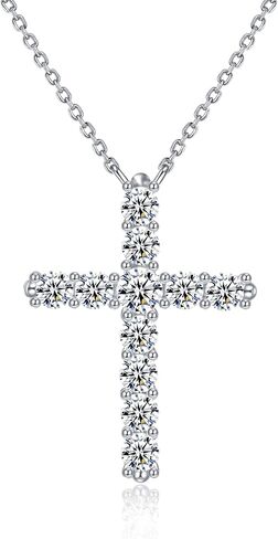 JSGEMSLEE 14K الذهب مطلي الصليب قلادة للنساء الفضة الذهب مكعب زركونيا الصليب قلادة قلادة للنساء الفتيات لذيذ الصليب سلسلة قلادة مجوهرات هدايا للنساء in Kuwait