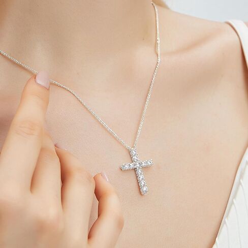 JSGEMSLEE 14K الذهب مطلي الصليب قلادة للنساء الفضة الذهب مكعب زركونيا الصليب قلادة قلادة للنساء الفتيات لذيذ الصليب سلسلة قلادة مجوهرات هدايا للنساء in Kuwait