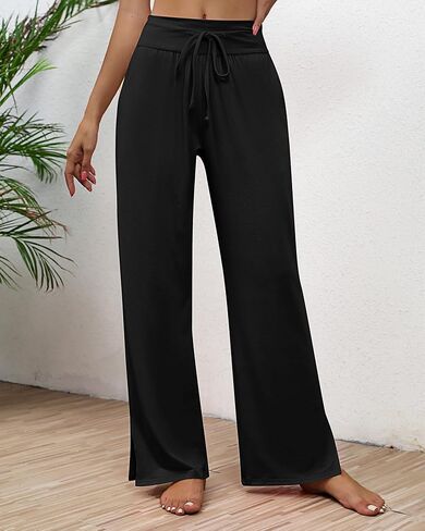 Neer 3 قطعة سراويل اليوغا النسائية واسعة الساق عالية الخصر الرباط اليوغا Sweatpants صالة ركض عادية بانت مع جيوب in Kuwait