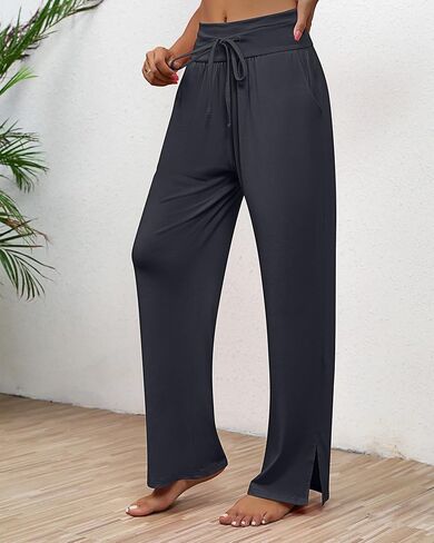 Neer 3 قطعة سراويل اليوغا النسائية واسعة الساق عالية الخصر الرباط اليوغا Sweatpants صالة ركض عادية بانت مع جيوب in Kuwait
