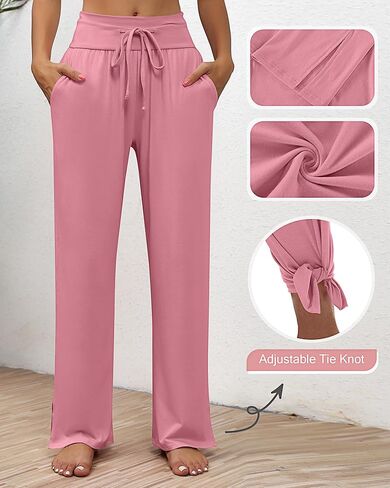 Neer 3 قطعة سراويل اليوغا النسائية واسعة الساق عالية الخصر الرباط اليوغا Sweatpants صالة ركض عادية بانت مع جيوب in Kuwait