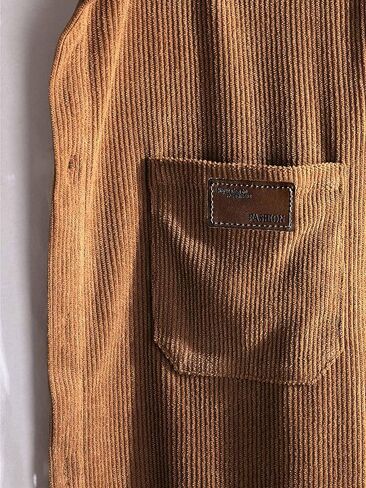 قميص رجالي من Comdecevis بأكمام طويلة وقميص عمل مضلع وأزرار سفلية مع جيب على الصدر in Kuwait