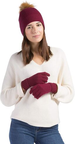 Fishers Finery Women's 100% Cashmere Pom Hat and Glove Set; with Gift Box in Saudi Arabia