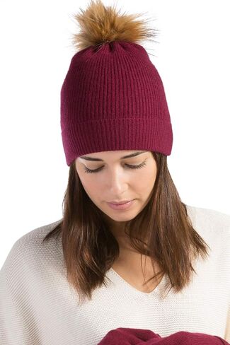 Fishers Finery Women's 100% Cashmere Pom Hat and Glove Set; with Gift Box in Saudi Arabia