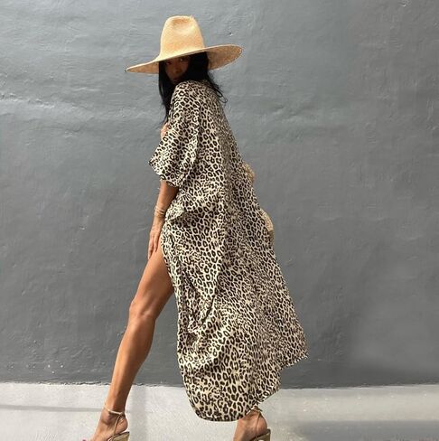 بدلة استحمام نسائية مفتوحة من الأمام من Youuxooa تغطي سترة كيمونو طويلة مصبوغة برباط مع حزام in Kuwait