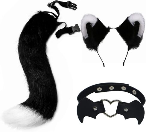 XLTTONG Fox ear and tail，Faux Fur Fox Tail Ear Set Halloween Cosplay Party Fox Costumes for Adult, Kids,Girls Party in Saudi Arabia