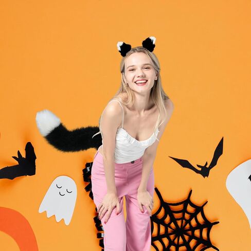 XLTTONG Fox ear and tail，Faux Fur Fox Tail Ear Set Halloween Cosplay Party Fox Costumes for Adult, Kids,Girls Party in Saudi Arabia