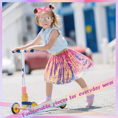 Panitay 8 Pcs Glittering Tutu Skirt Layered Tutu Skirt Sequin Tulle Dance Skirts Princess Ballet Dress with 6 Inch Hair Bows Clips for Girls Christmas Costumes Multicolor in Saudi Arabia