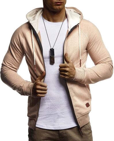 Leif Nelson Men's Slimfit Hooded Jacket | Modern Stylish Fullzip Longsleeve Hoodie Sweatshirt in Kuwait