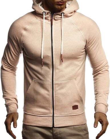 Leif Nelson Men's Slimfit Hooded Jacket | Modern Stylish Fullzip Longsleeve Hoodie Sweatshirt in Kuwait