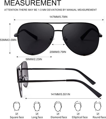 ADE WU Retro Oversized Aviator Sunglasses for Women Classic Black Gold Metal Vintage Big Pilot Sun Glasses in Kuwait