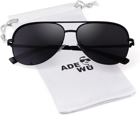 ADE WU Retro Oversized Aviator Sunglasses for Women Classic Black Gold Metal Vintage Big Pilot Sun Glasses in Kuwait