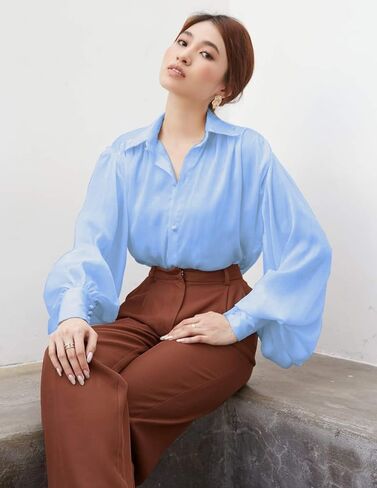 بلوزة نسائية من wearVAST ذات أصفاد واسعة على الطراز الفيكتوري قميص عتيق بأكمام طويلة على شكل أسقف كلاسيكي فضفاض مناسب رسمي وأنيق in Kuwait