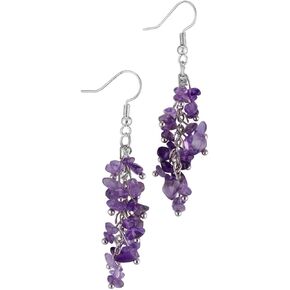Nupuyai Natural Tumbled Stones Earrings for Women, Reiki Healing Crystal Long Dangle Hook Eardrop