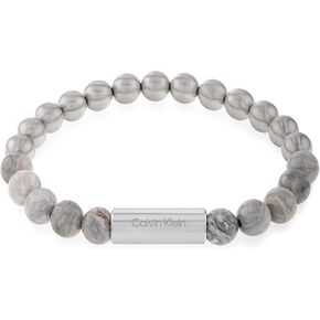 Calvin Klein Men's Stainless Steel Bead Bracelet: Casual Layering with Logo Barrel Bead
